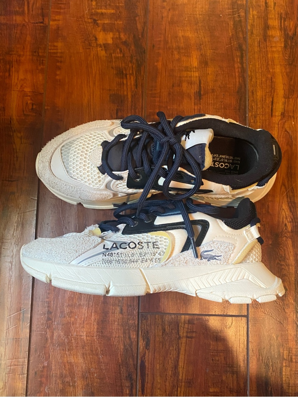 Lacoste Women's Cream and Navy Chunky Athletic Sneakers